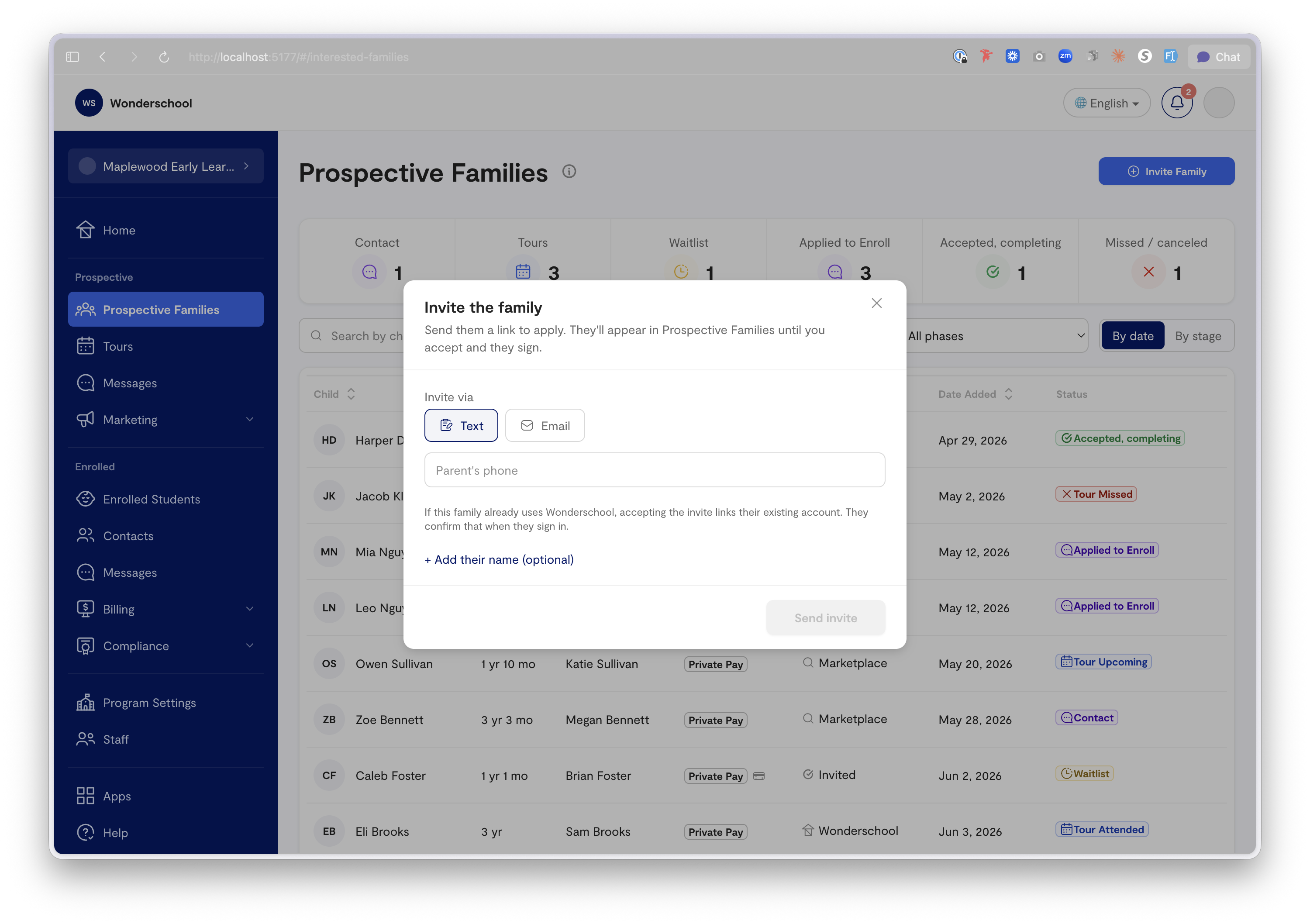 CCMS 3.0 Prospective Families list